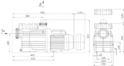 Badu Eco Touch Pro II - 0,75 KW / 230 Volt 7 Badu Eco Touch Pro II - 0,75 KW / 230 Volt -GRJ Zwembad Winkel maatschets badu eco touch pro ii scaled 1