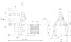 Speck BADU Picco II - 0,20 KW / 230 Volt -GRJ Zwembad Winkel maatschets badu picco ii scaled 1