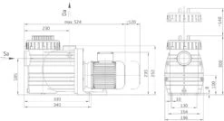Badu Top II 6 - 0,30 KW / 230 Volt -GRJ Zwembad Winkel maatschets badu top ii scaled 2
