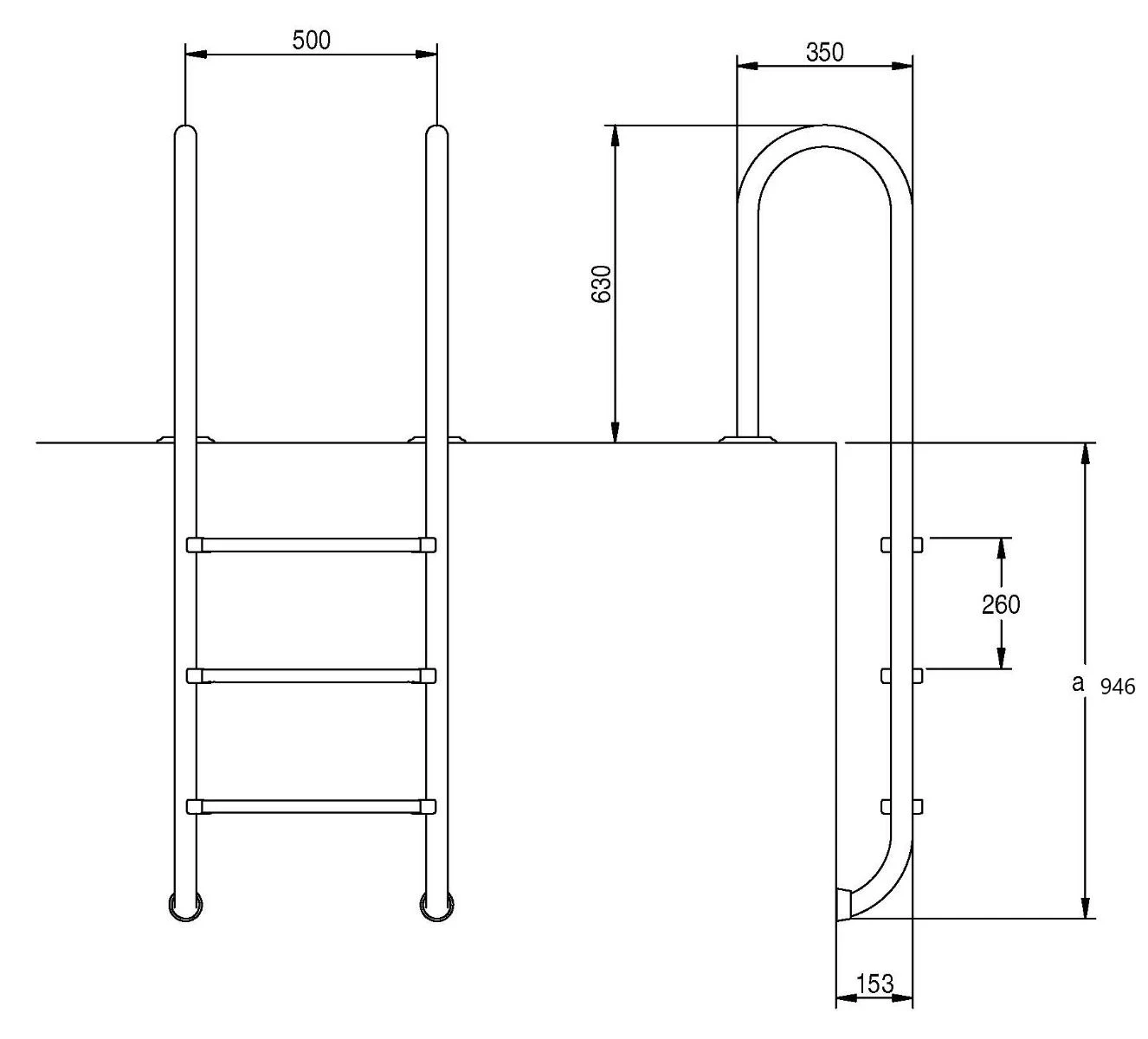Standaard Trap 3-treden AISI-304 4 Standaard Trap 3-treden AISI-304 - Afbeelding 2