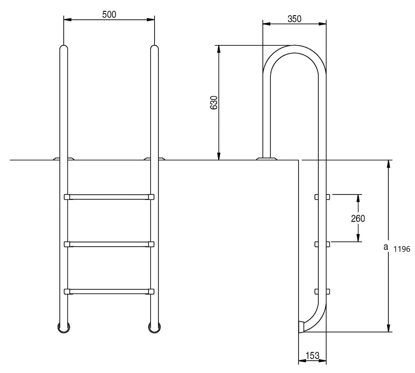 Standaard Trap 4-treden AISI-304 4 Standaard Trap 4-treden AISI-304 - Afbeelding 2