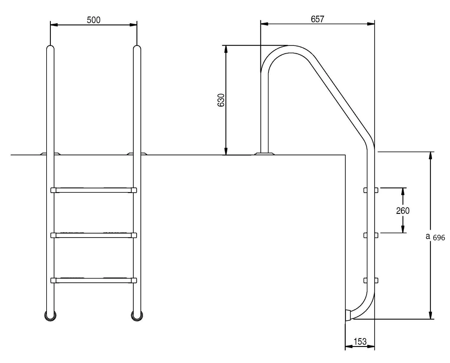 Wijde Zwembadtrap 2-treden AISI-304 4 Wijde Zwembadtrap 2-treden AISI-304 - Afbeelding 2